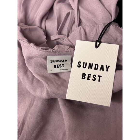 New Aritzia Dress Medium Womens Sunday Best Purple Ruffle Wrap - Picture 7 of 8